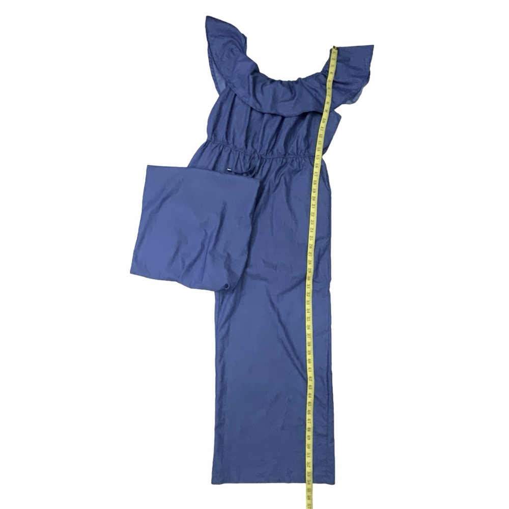 Vonda Off Shoulder Wide Leg Romper Jumpsuit Denim Blue Women’s Plus 3XL - Picture 7 of 15